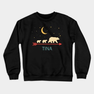 Tina Name Gift Personalized Mama Bear With 2 Cubs Crewneck Sweatshirt